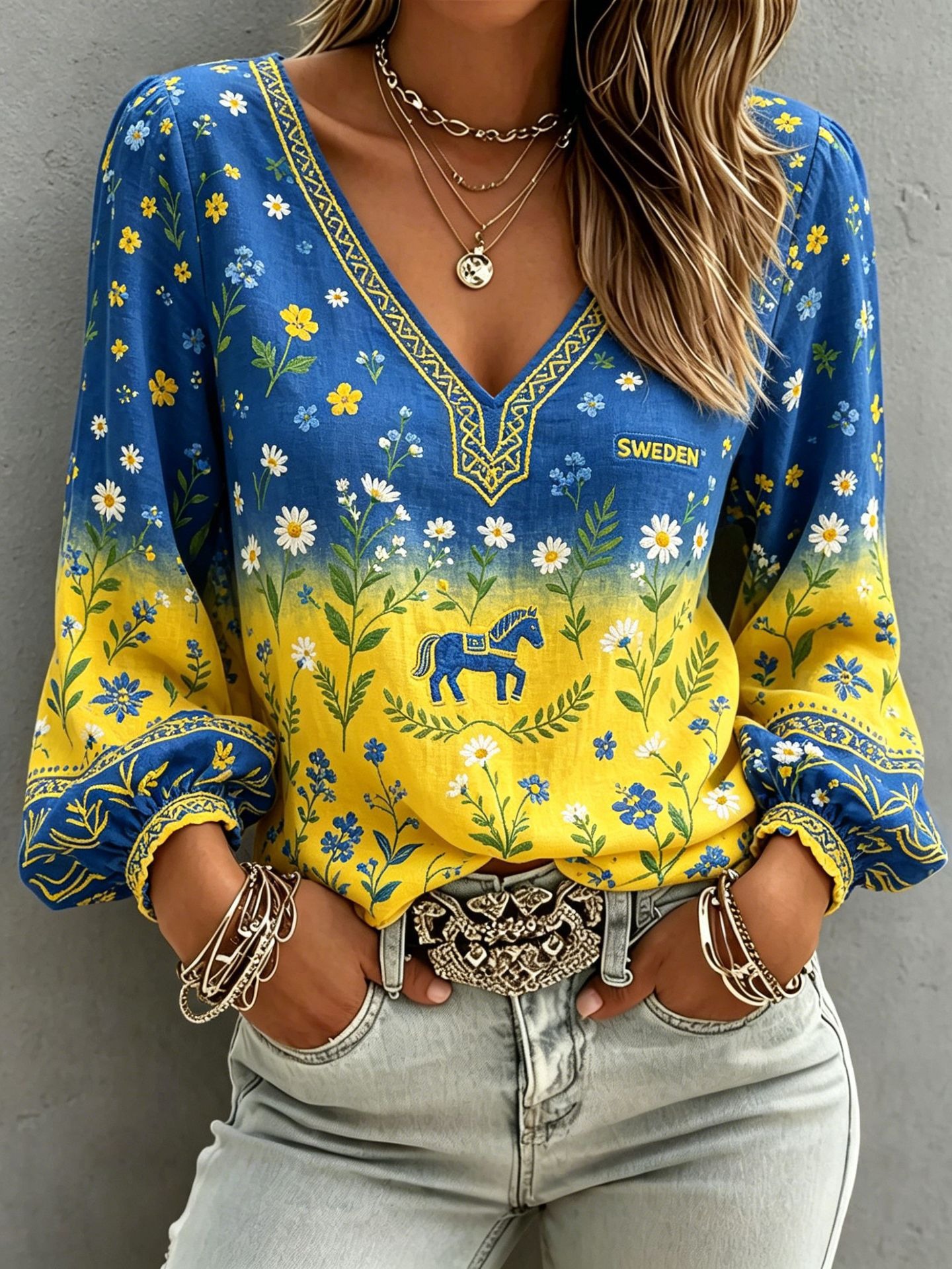 Vintage Bohemian Printed Casual Top