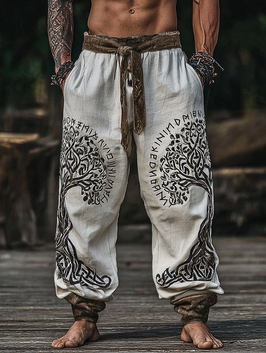 Tree of Life Relaxed Linen Wide Leg Pants