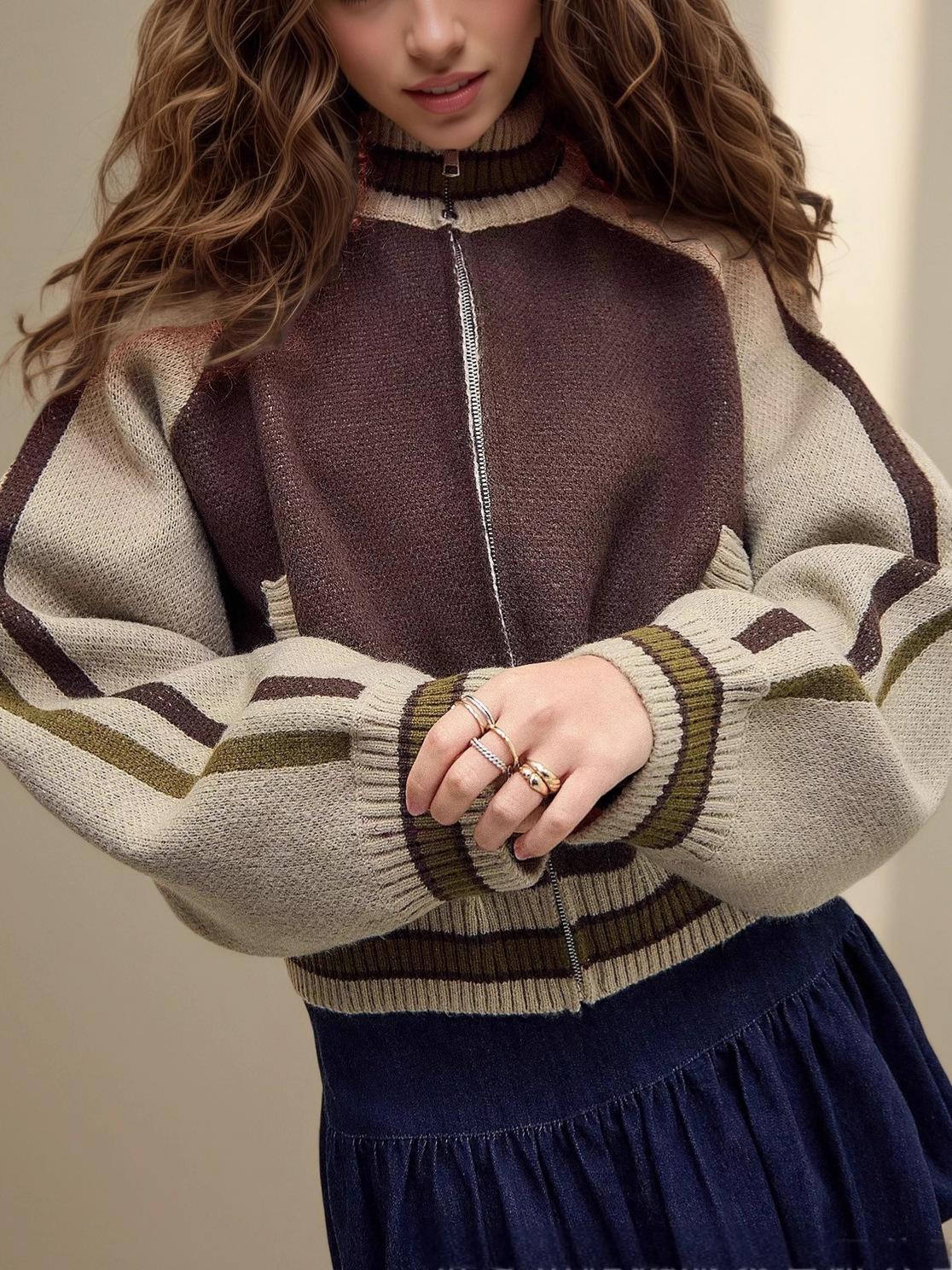 American-style Retro Loose Knit Cardigan Thick Coat