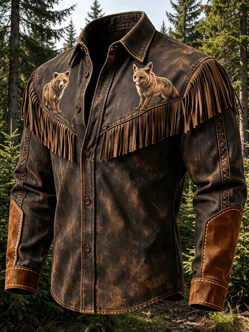 Western Denim Fringe Long Sleeve Jacket