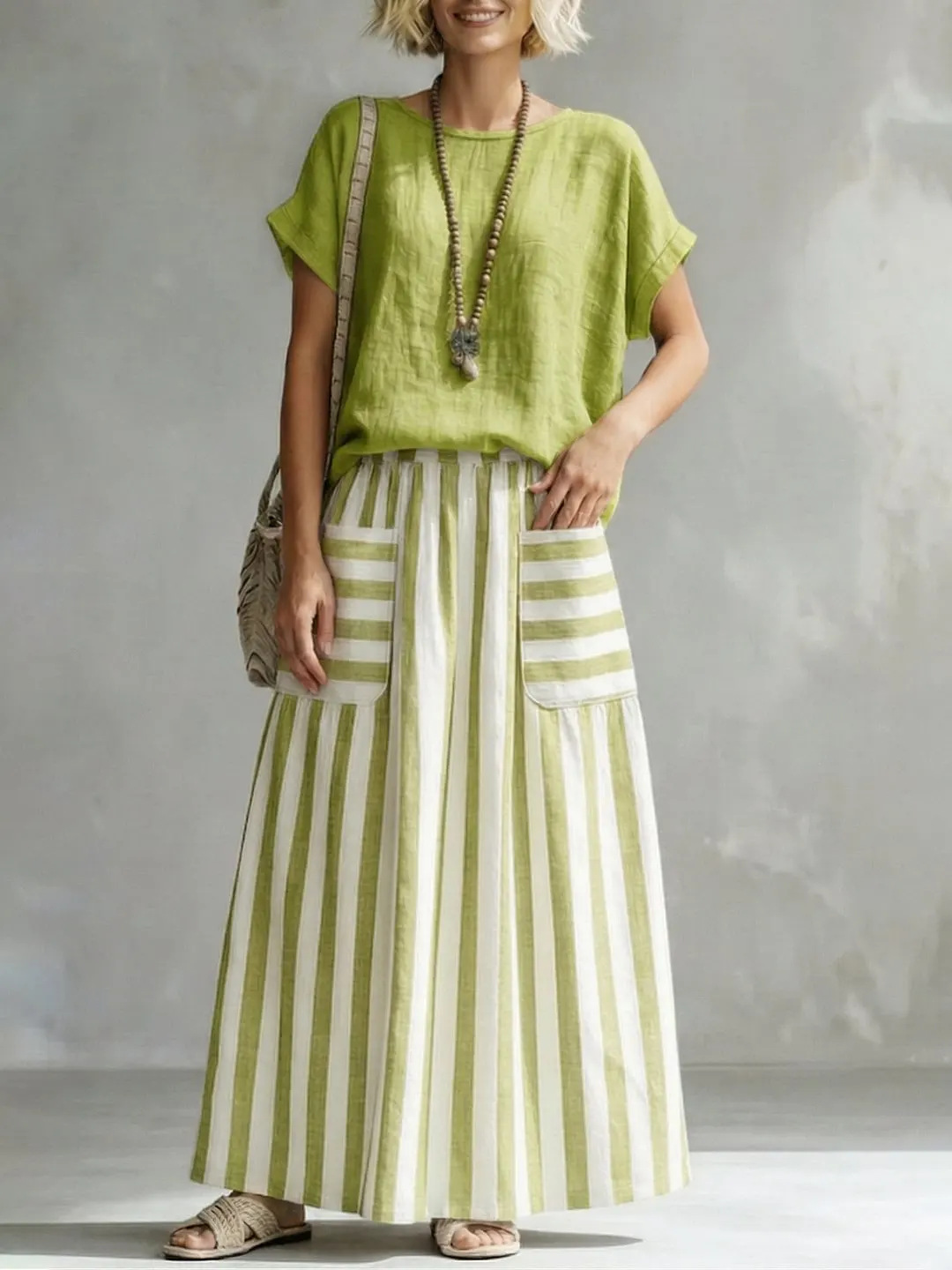 Elegant Striped Midi Dress