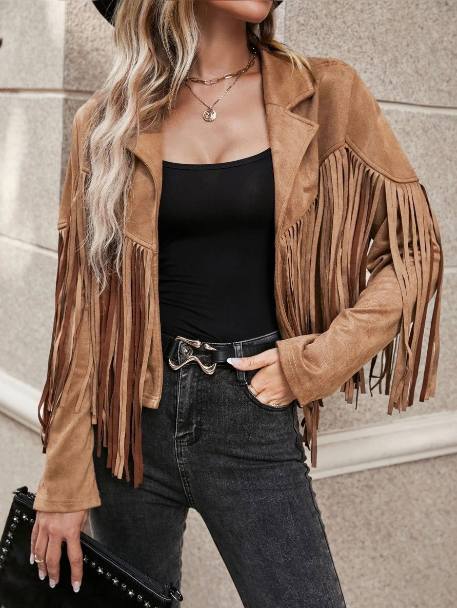 Casual Lapel Tassel Short Jacket
