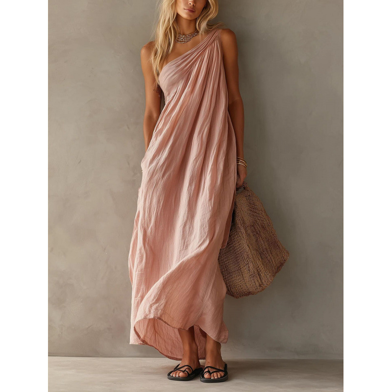 Bohemian Style Draped Dress Sheer Casual Long Skirt