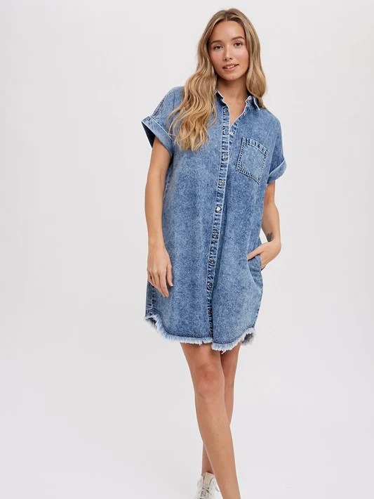 Loose Women's Cardigan Denim Short-sleeved Dress