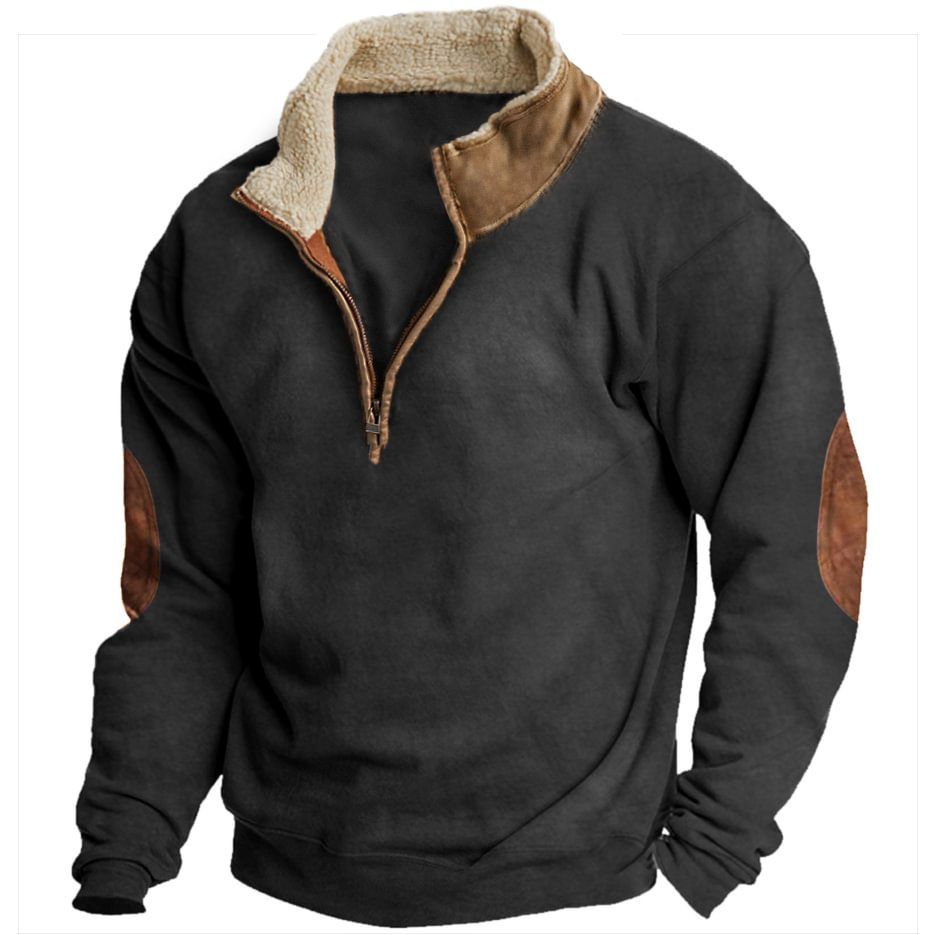 Solid Color with Leather Accents Elegant Printed Long Sleeve Casual Jacket