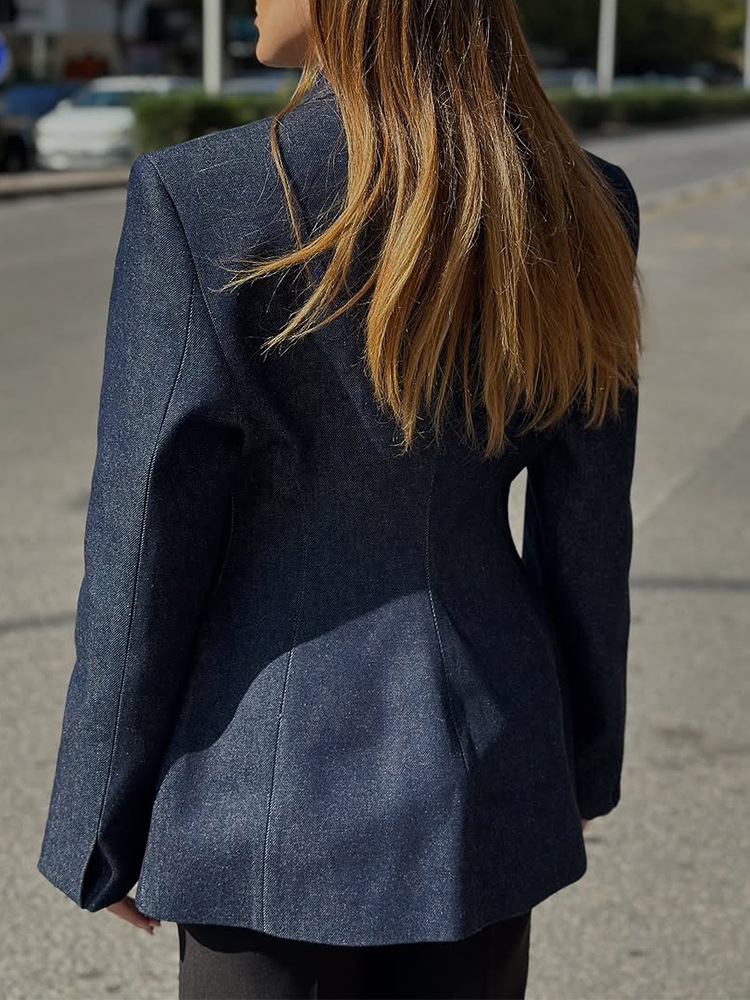 Denim Structured Blazer - Tailored, Chic & Versatile Statement Jacket
