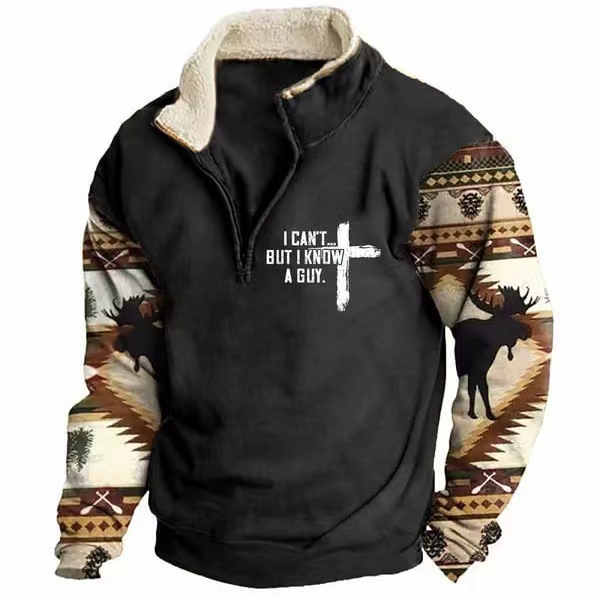 Vintage Western Moose Elegant Printed Long Sleeve Casual Jacket