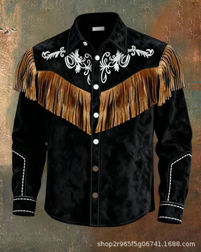 Western Denim Fringe Long Sleeve Jacket