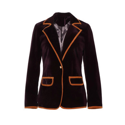 Black Velvet Blazer with Contrast Trim - Luxe