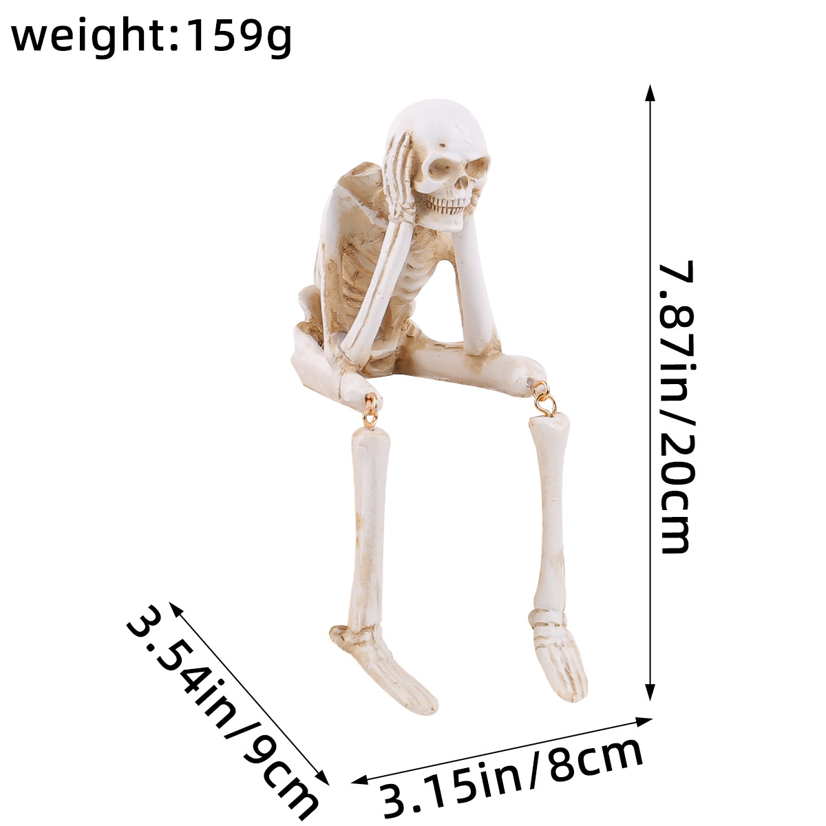 Resin Halloween Skull Decorative Figurine - Skeleton Craft Decorative Item