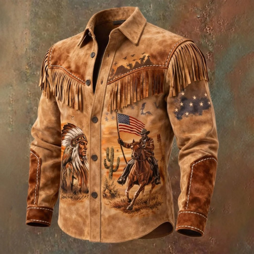 Western Denim Fringe Long Sleeve Jacket