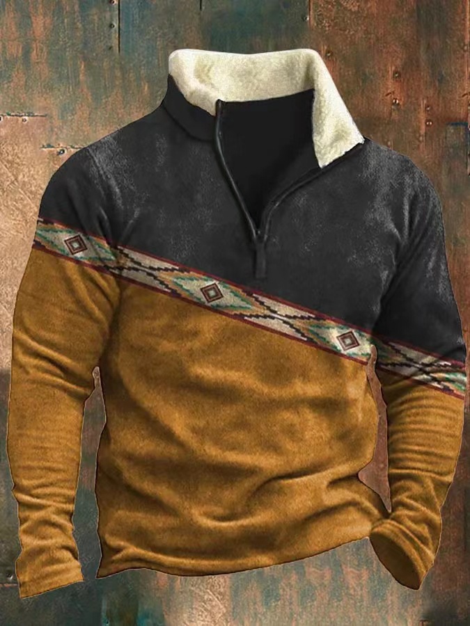 Geometric Tribal Stripe Elegant Printed Long Sleeve Casual Jacket