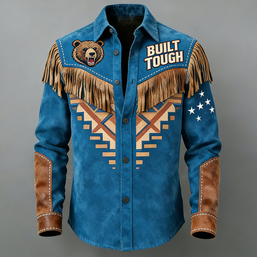 Western Denim Fringe Long Sleeve Jacket