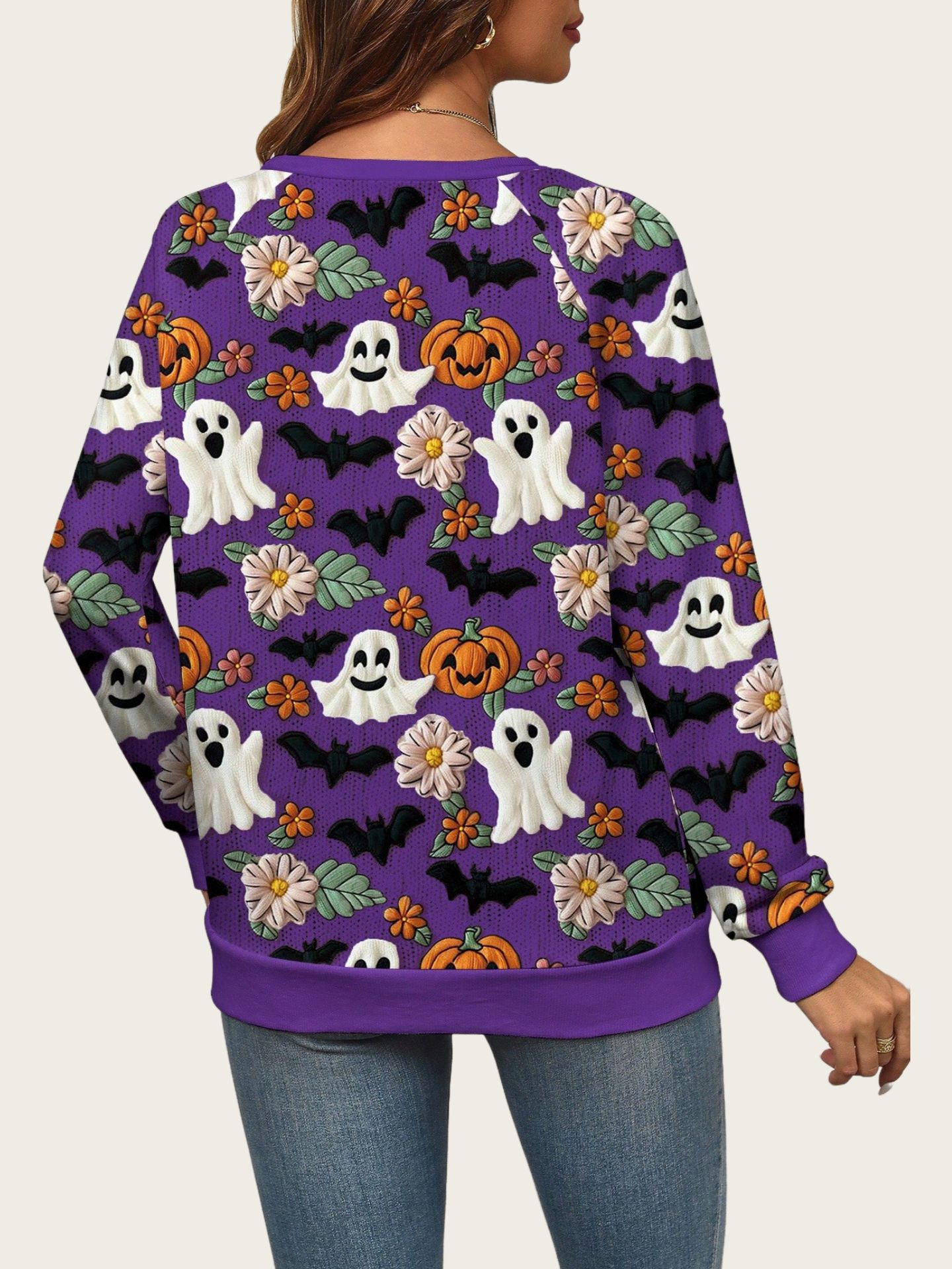 Halloween Women's Ghost Pumpkin Halloween Sweatshirt