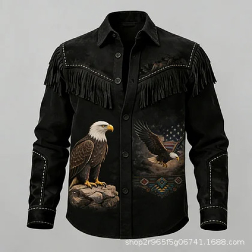 Western Denim Fringe Long Sleeve Jacket