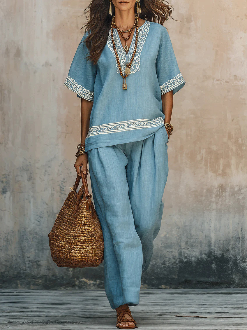 V Neck Casual Oversized Set