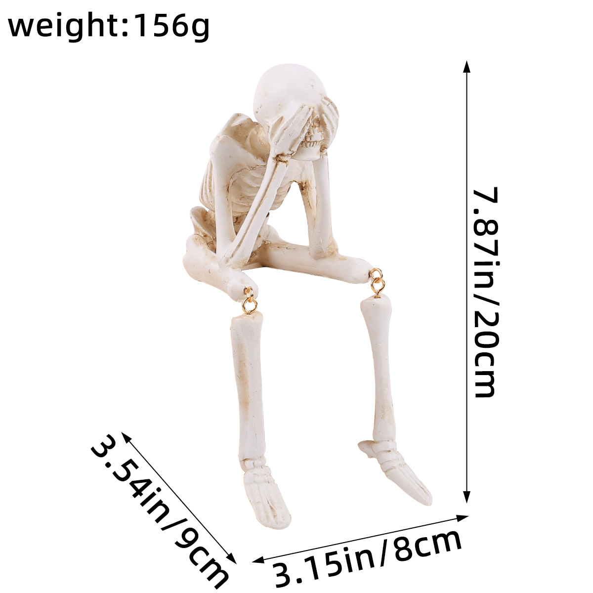 Resin Halloween Skull Decorative Figurine - Skeleton Craft Decorative Item