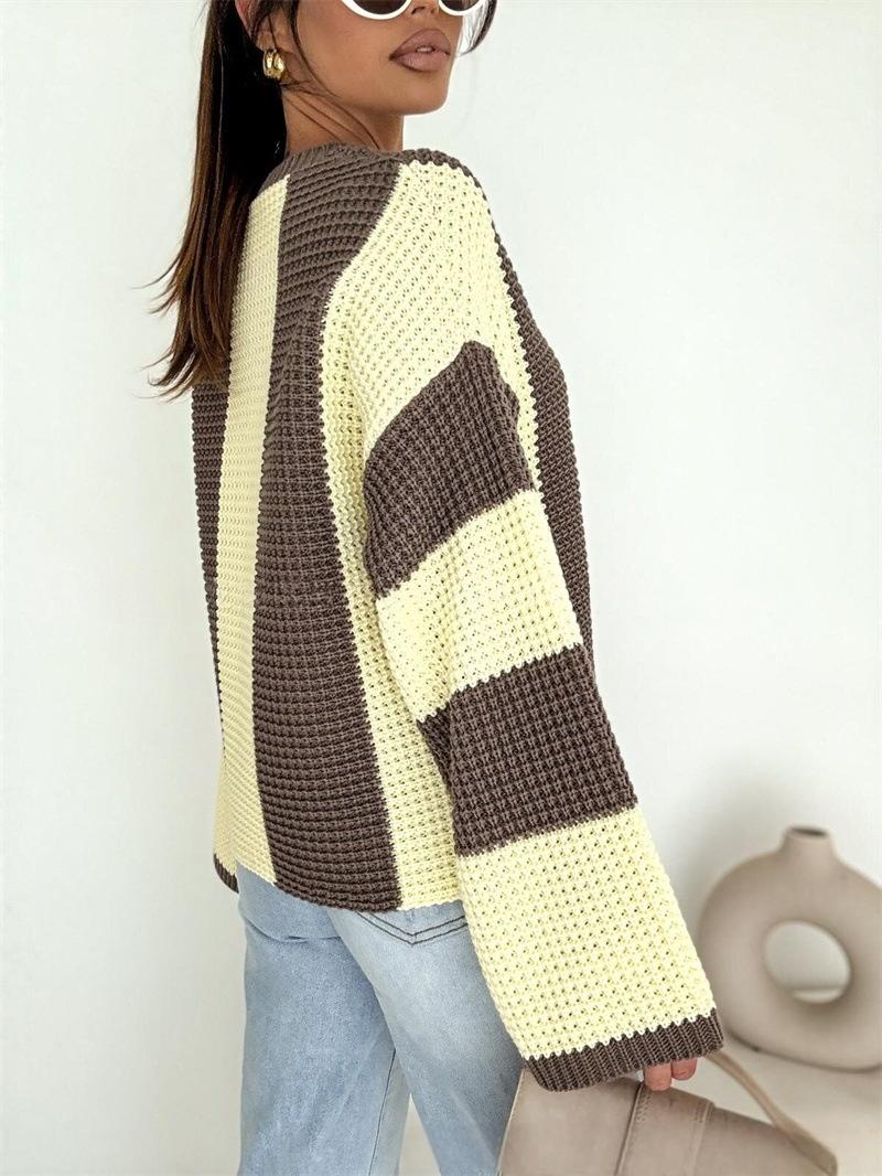 Long-sleeved Multi-color Pullover Sweater