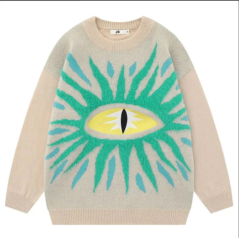 High Street Dark-style Three-dimensional Eye Winter Knitted Sweater