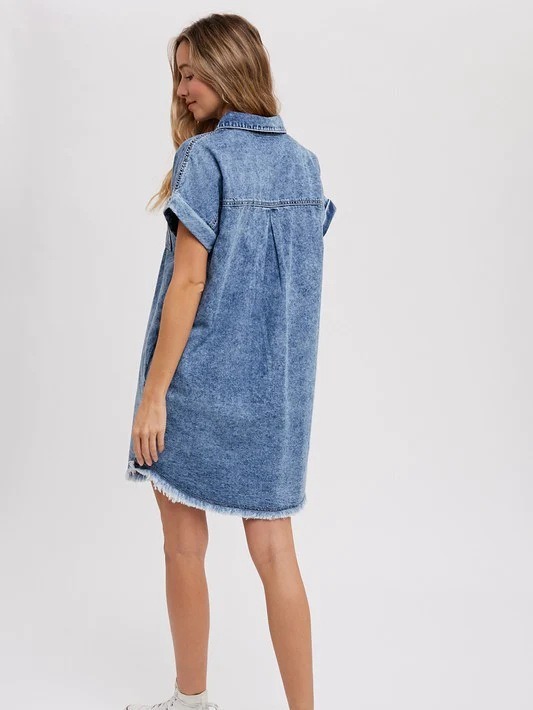 Loose Women's Cardigan Denim Short-sleeved Dress