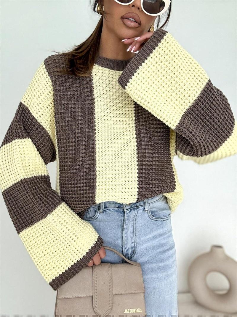 Long-sleeved Multi-color Pullover Sweater