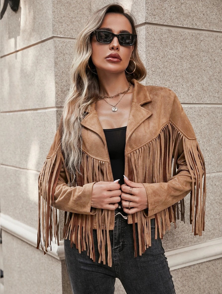 Casual Lapel Tassel Short Jacket
