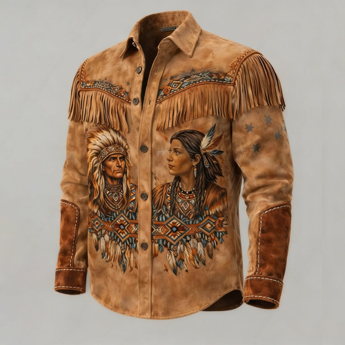 Western Denim Fringe Long Sleeve Jacket