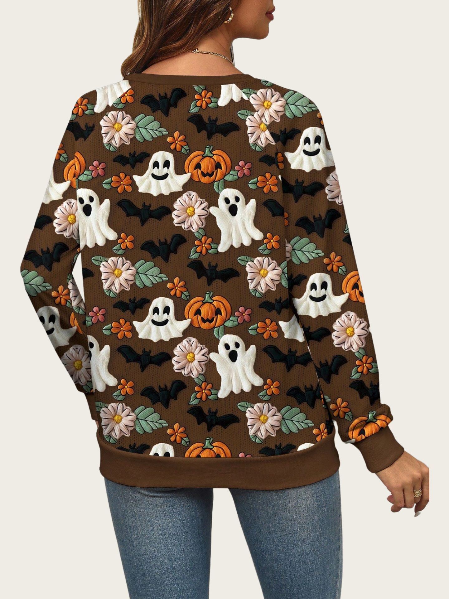 Halloween Women's Ghost Pumpkin Halloween Sweatshirt