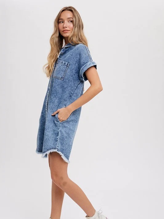 Loose Women's Cardigan Denim Short-sleeved Dress