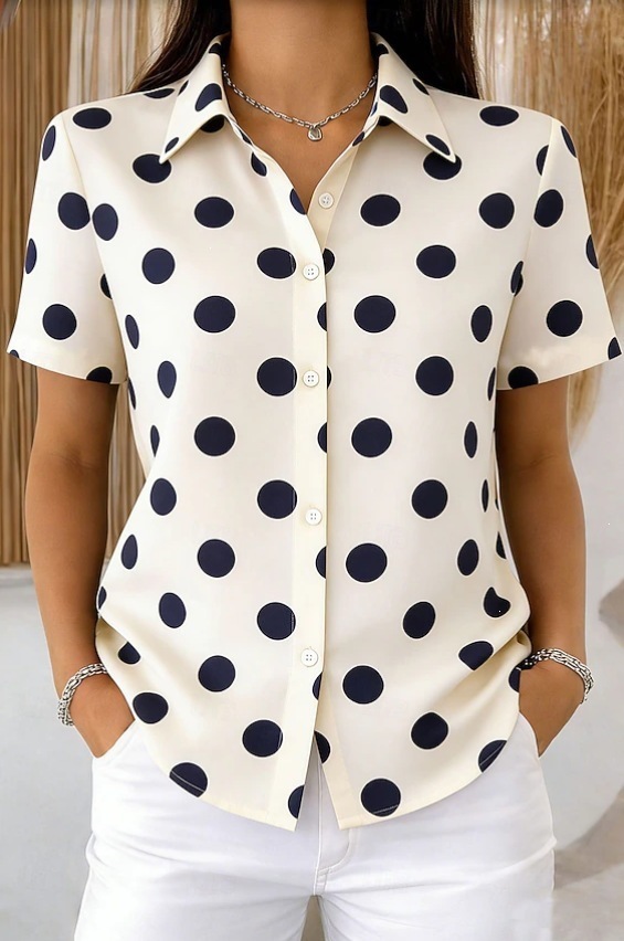 Elegant Printed Casual Short Sleeve Blouse