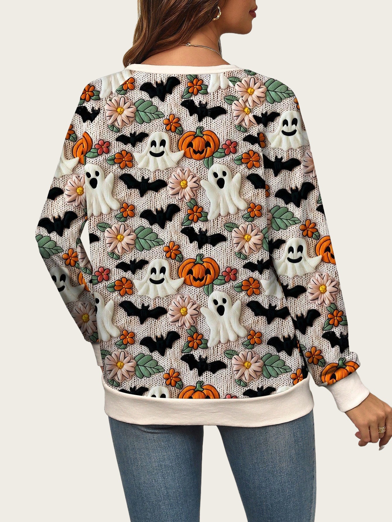 Halloween Women's Ghost Pumpkin Halloween Sweatshirt