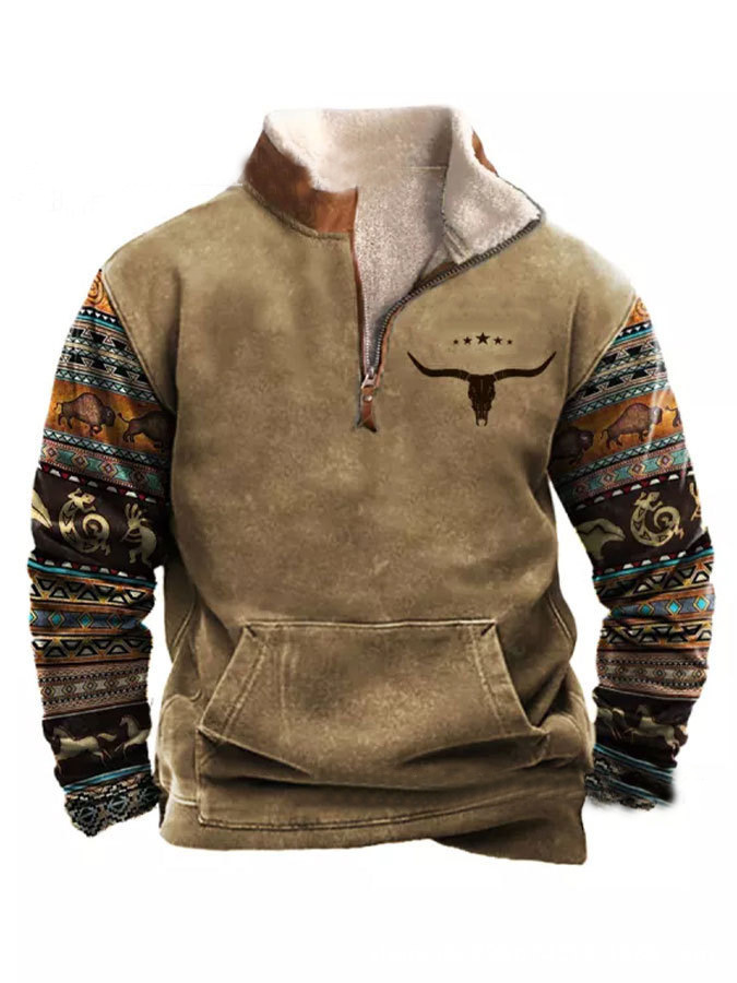 Vintage Western Horse Elegant Printed Long Sleeve Casual Jacket