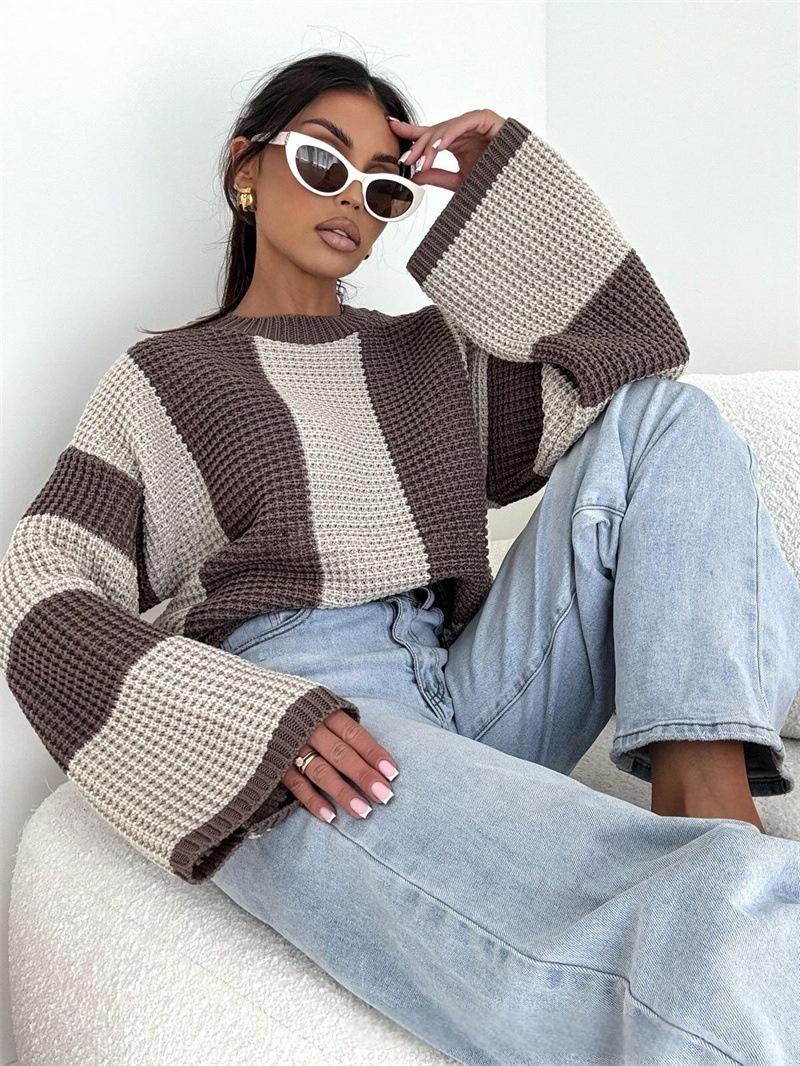 Long-sleeved Multi-color Pullover Sweater