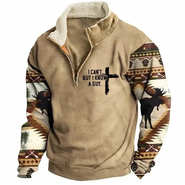 Vintage Western Moose Elegant Printed Long Sleeve Casual Jacket