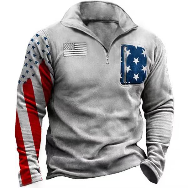 American Flag Elegant Printed Long Sleeve Casual Jacket