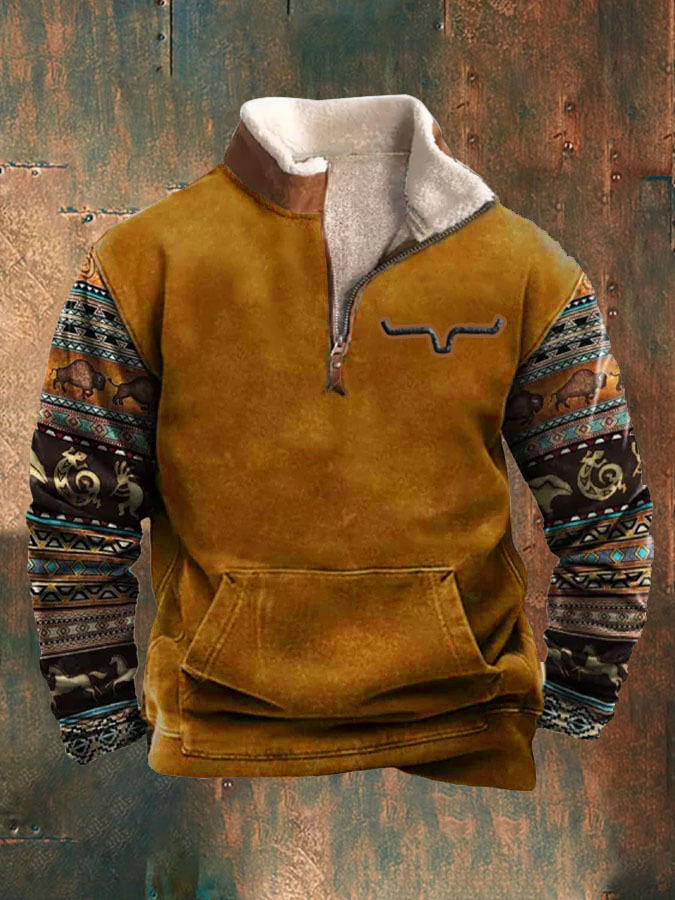 Native American Bison Elegant Printed Long Sleeve Casual Jacket