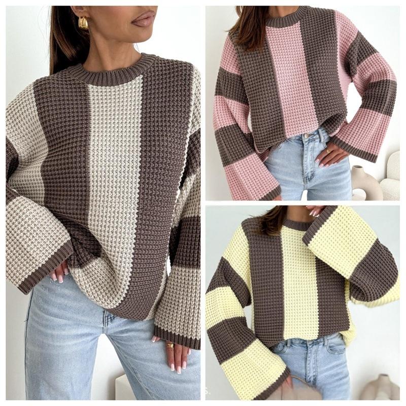 Long-sleeved Multi-color Pullover Sweater