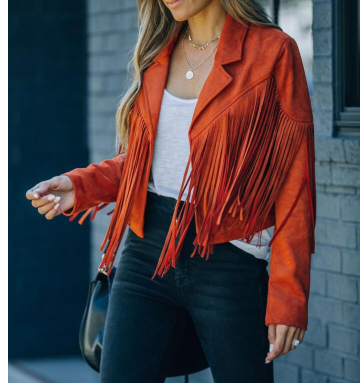 Casual Lapel Tassel Short Jacket