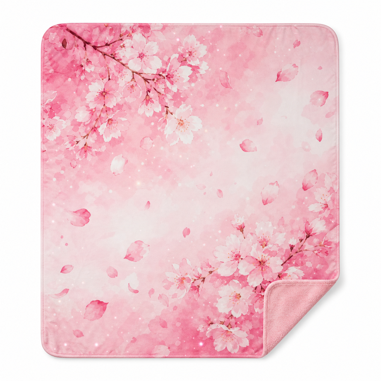 Pink Cherry Blossom Throw Blanket Flannel
