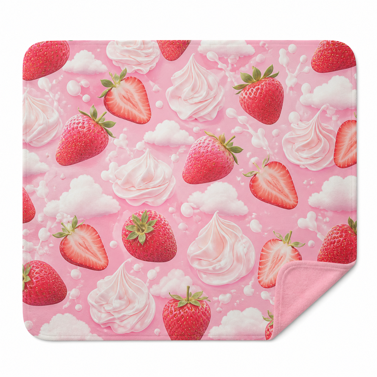 Strawberry Cream Dream Throw Blanket Flannel