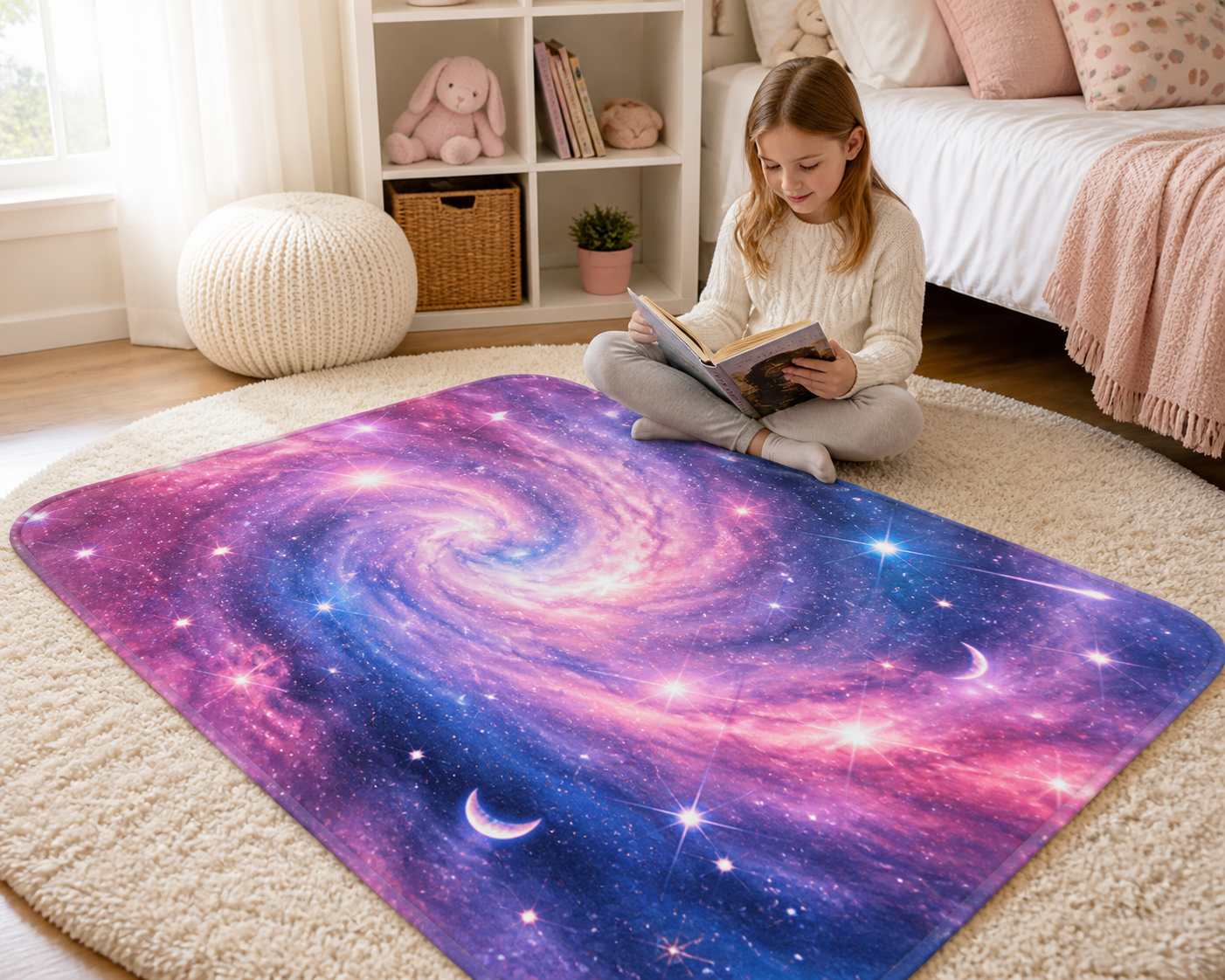 Pink Galaxy Print Throw Blanket Flannel