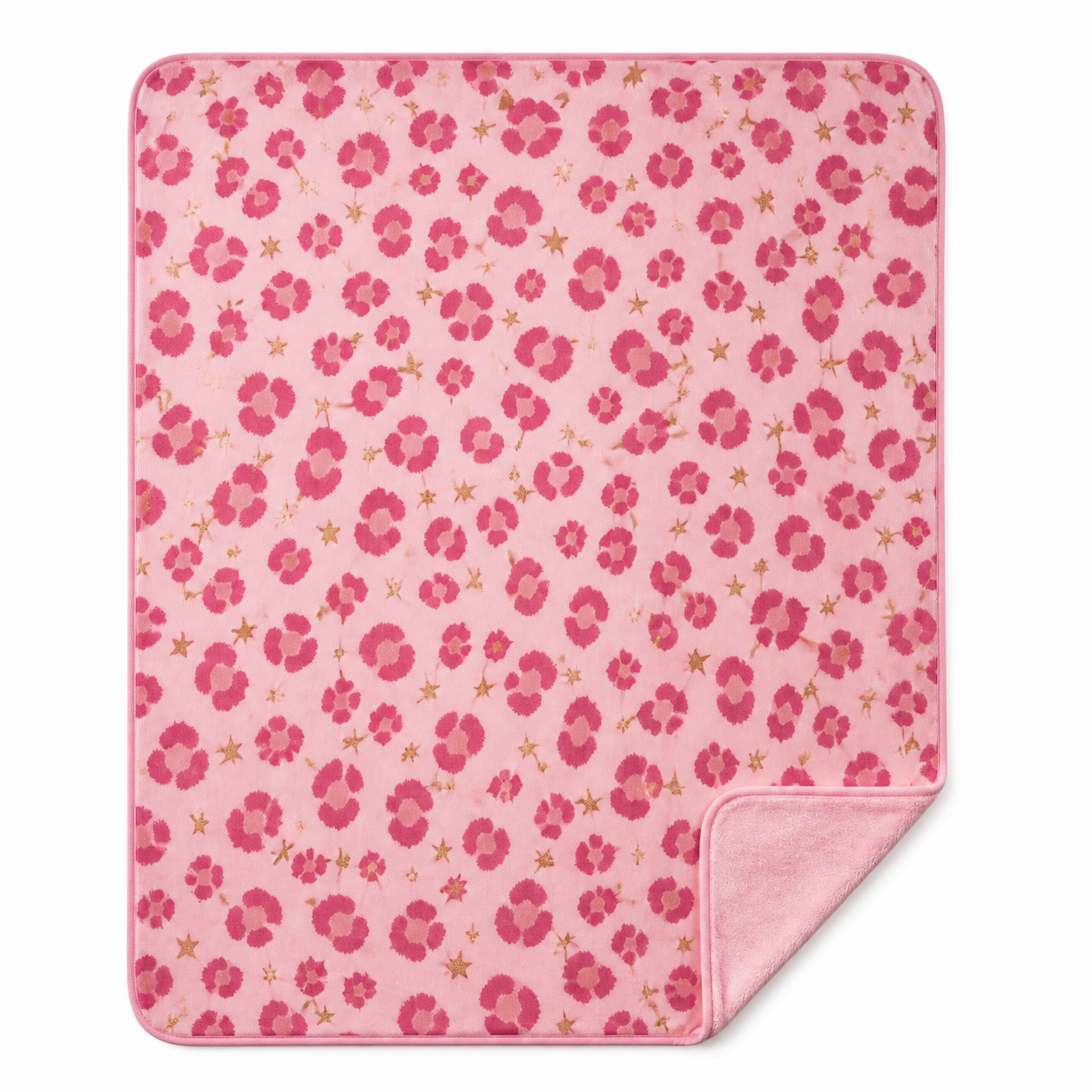 Pink Leopard Floral Throw Blanket Flannel