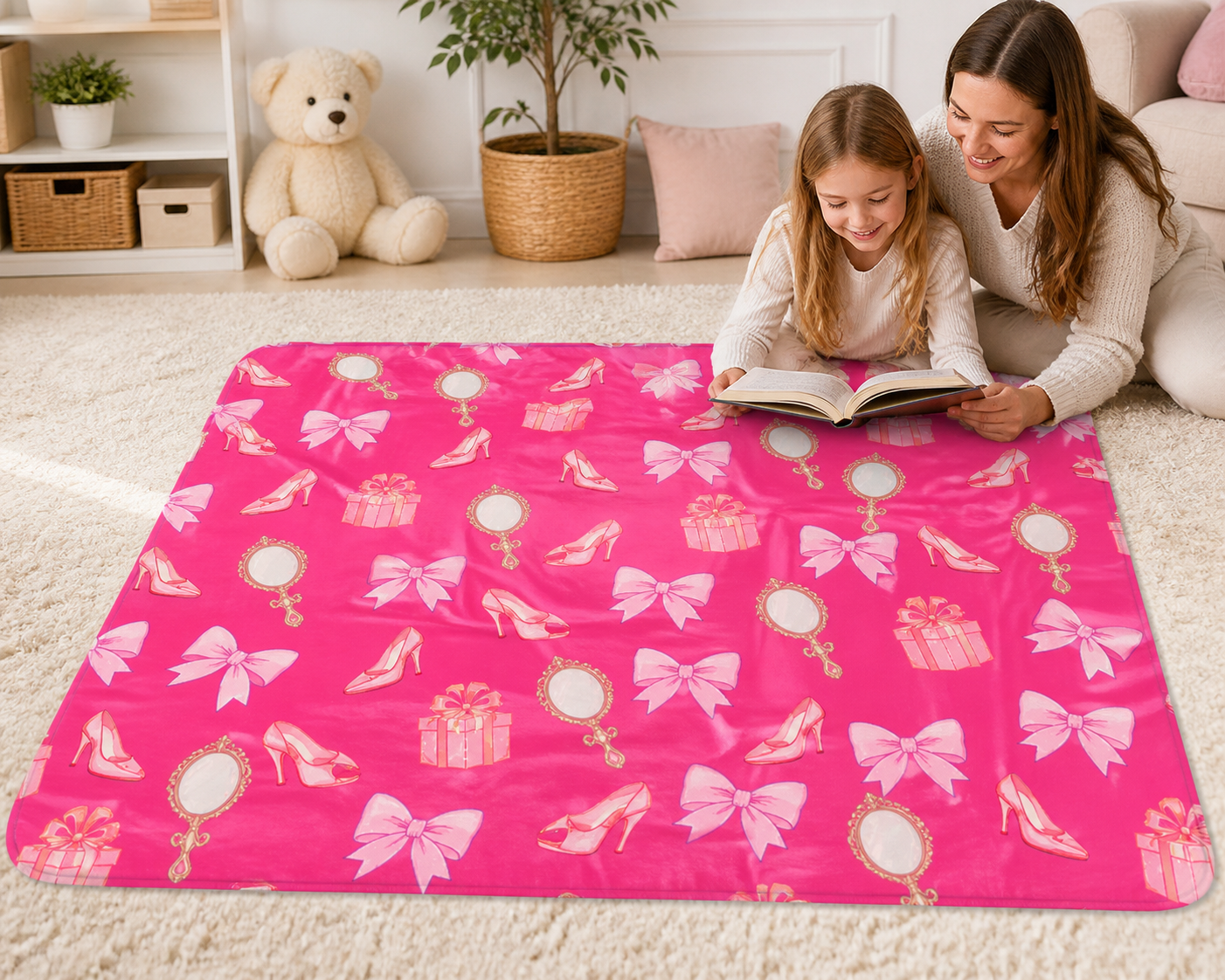 Pink Bow Heel Print Throw Blanket Flannel