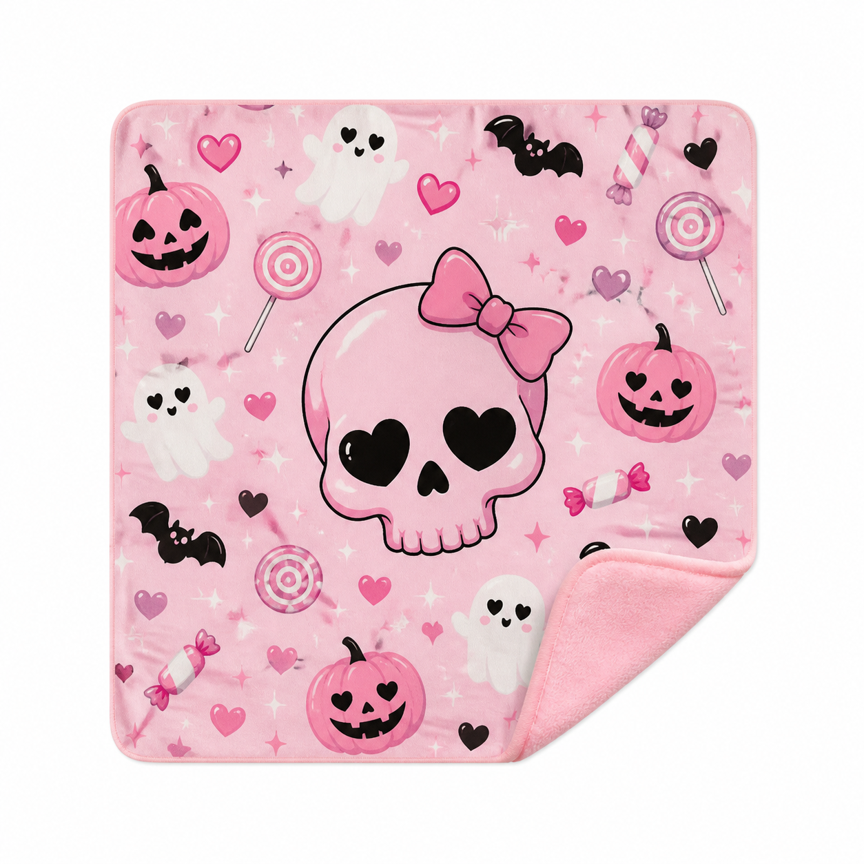 Pink Skull Sweetheart Throw Blanket Flannel