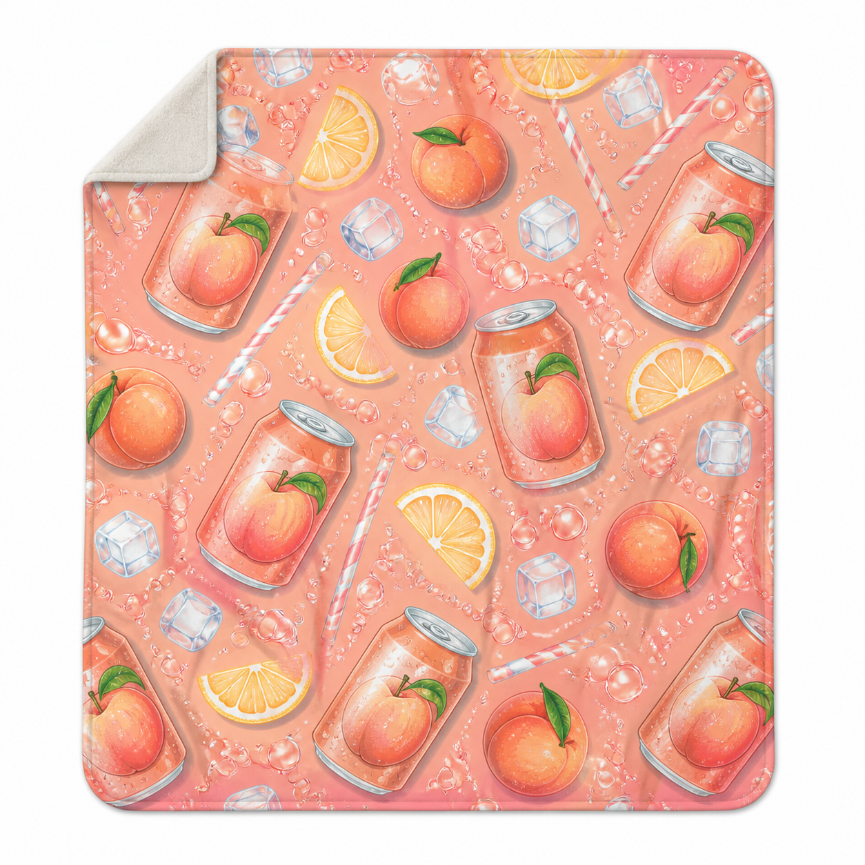 Peach Soda Print Throw Blanket Flannel
