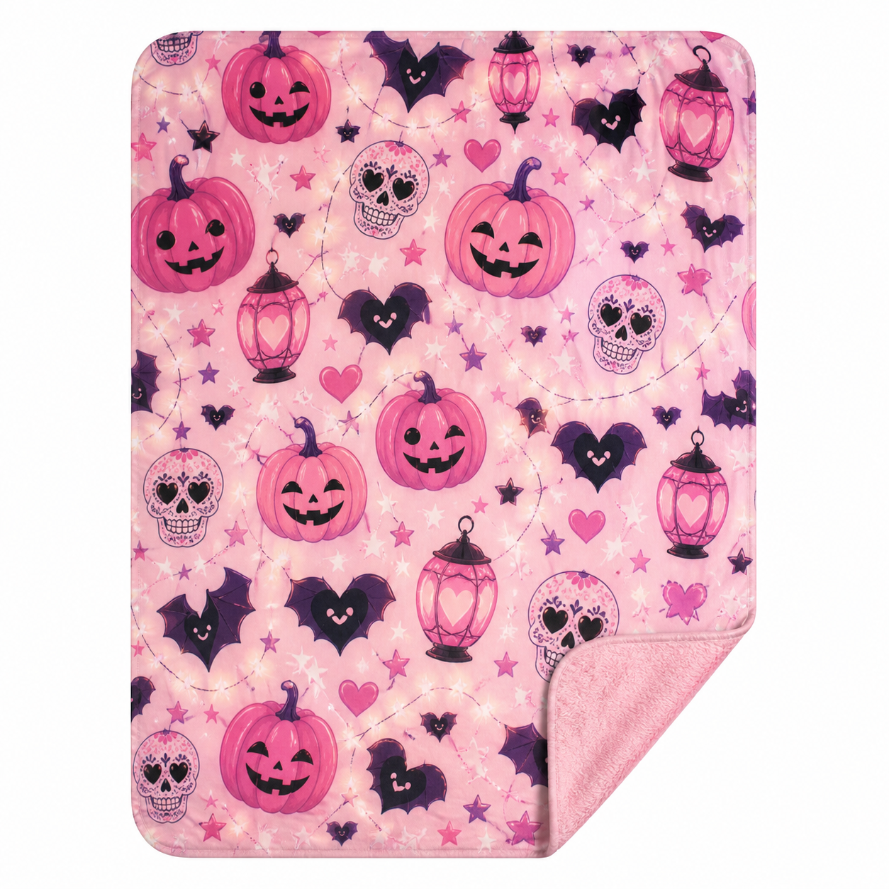 Pink Halloween Pumpkin Throw Blanket Flannel