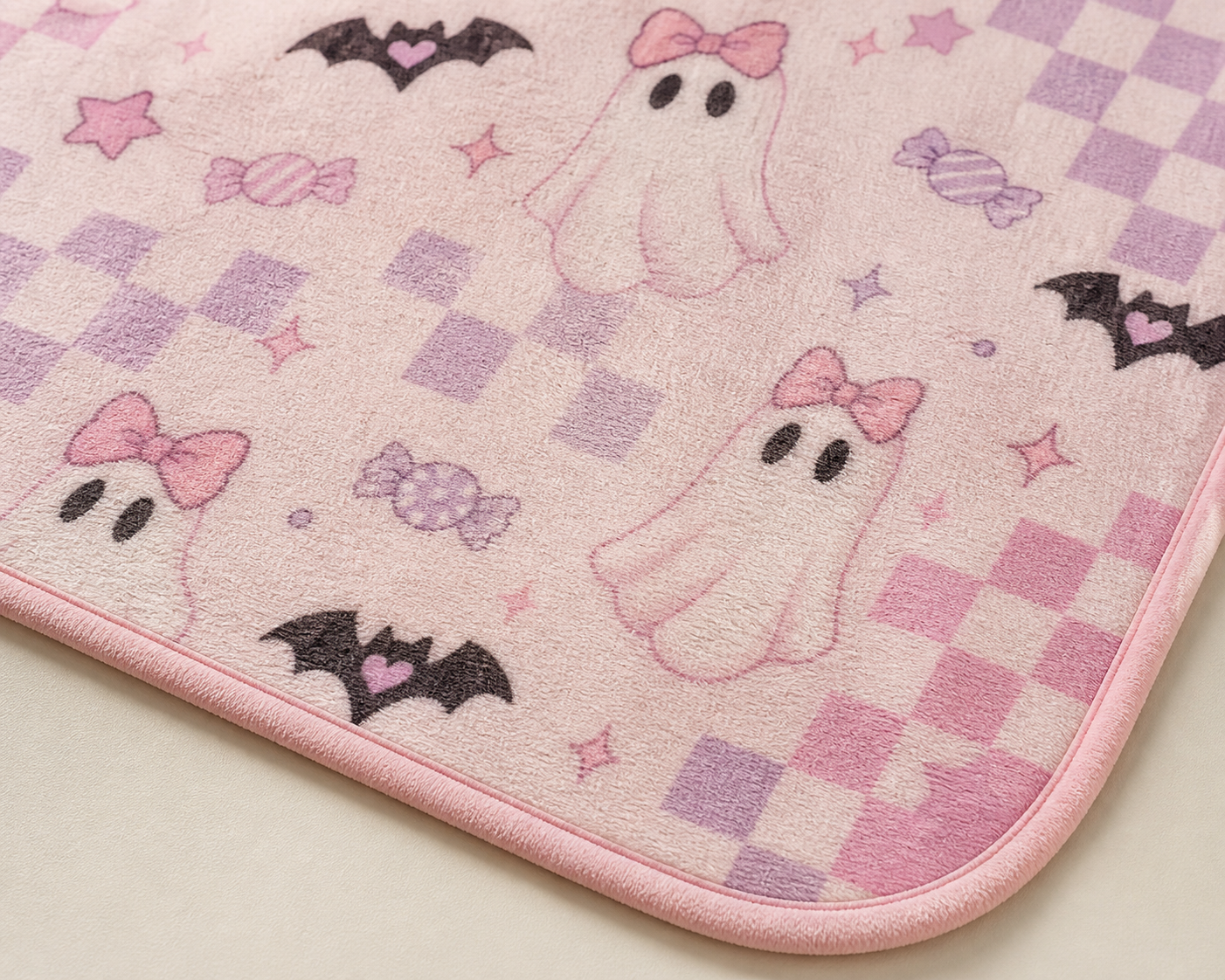 Pink Ghosts With Bows Throw Blanket Flannel