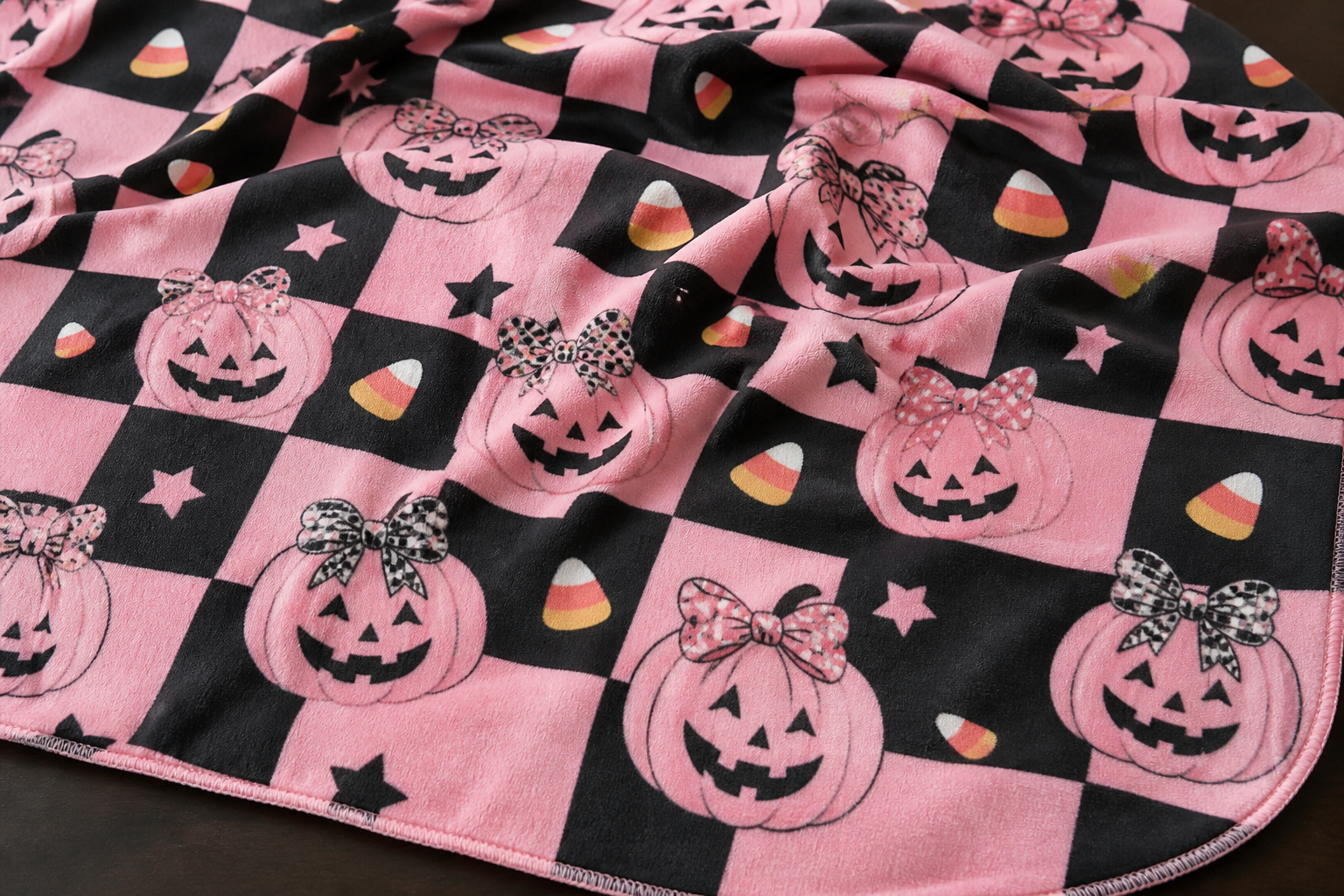 Pink Black Halloween Pumpkin Blanket Flannel