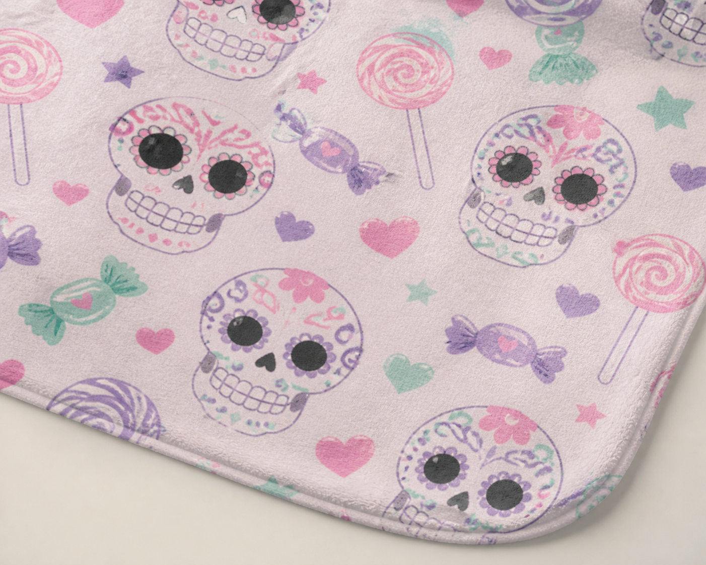 Candy Skull Print Throw Blanket Flannel