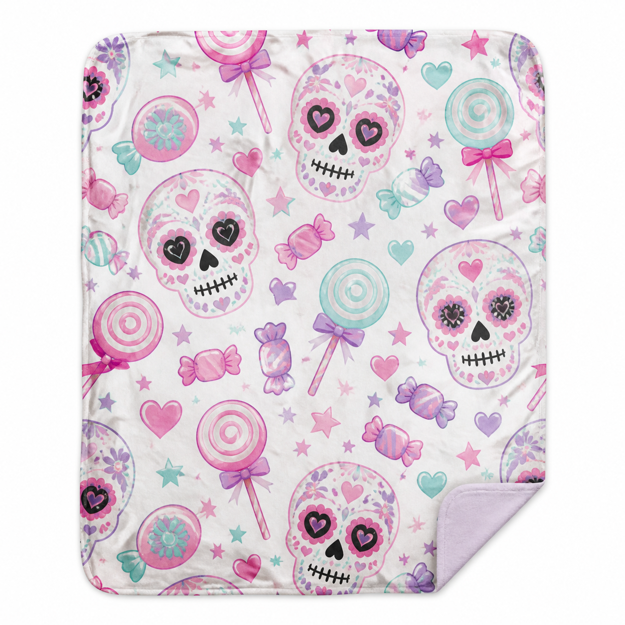Candy Skull Print Throw Blanket Flannel